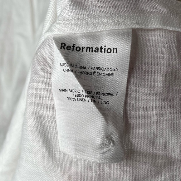 Reformation Gabriel Oversized 100% Linen Shirt In White Size Large - Picture 10 of 12